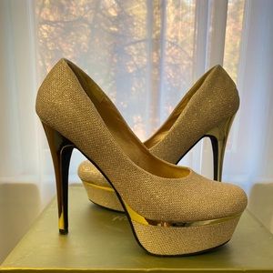 Gold platform heels